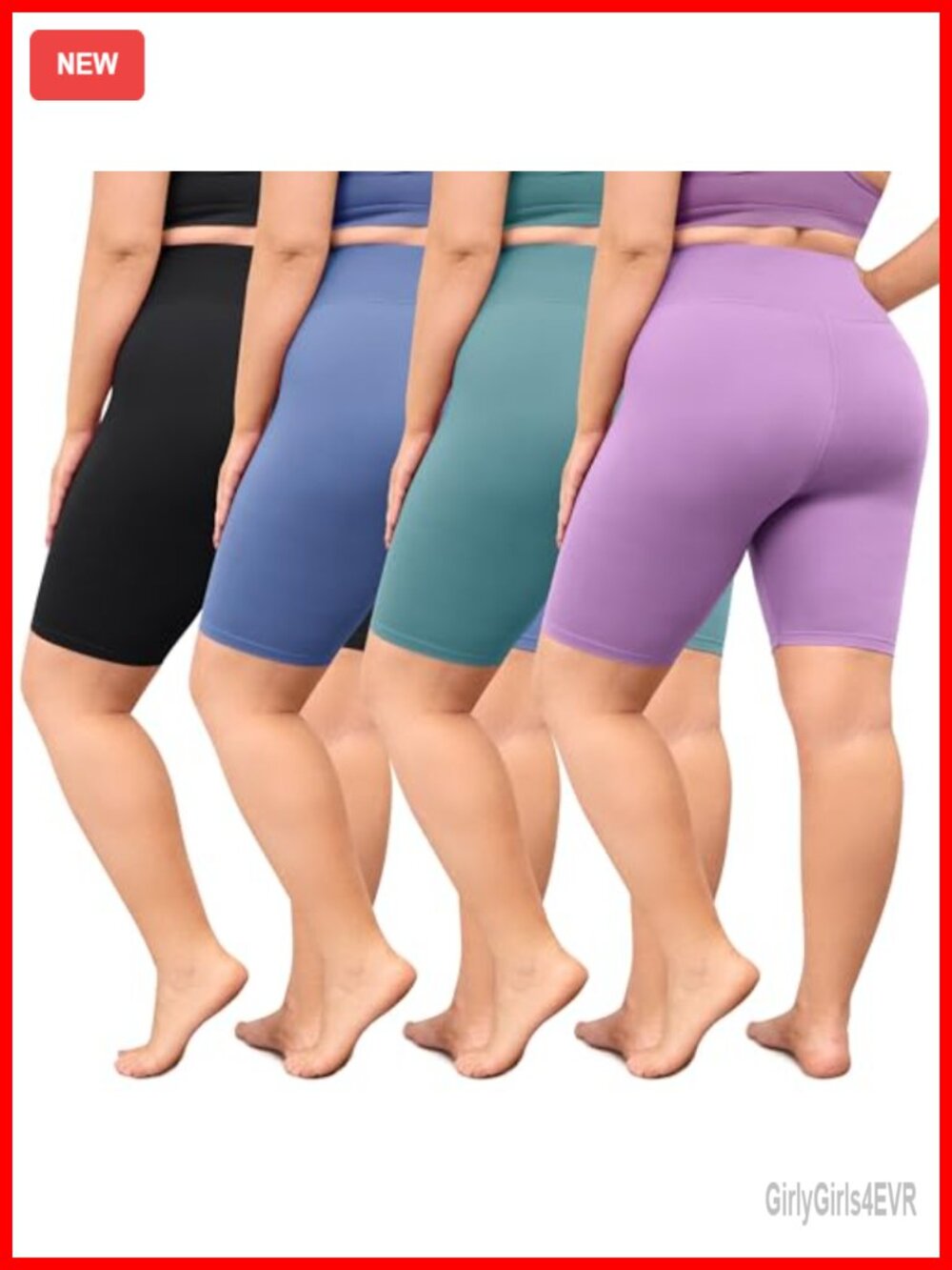 Plus Size High Waisted Biker Shorts 4 Pack Soft Stretch Yoga Running